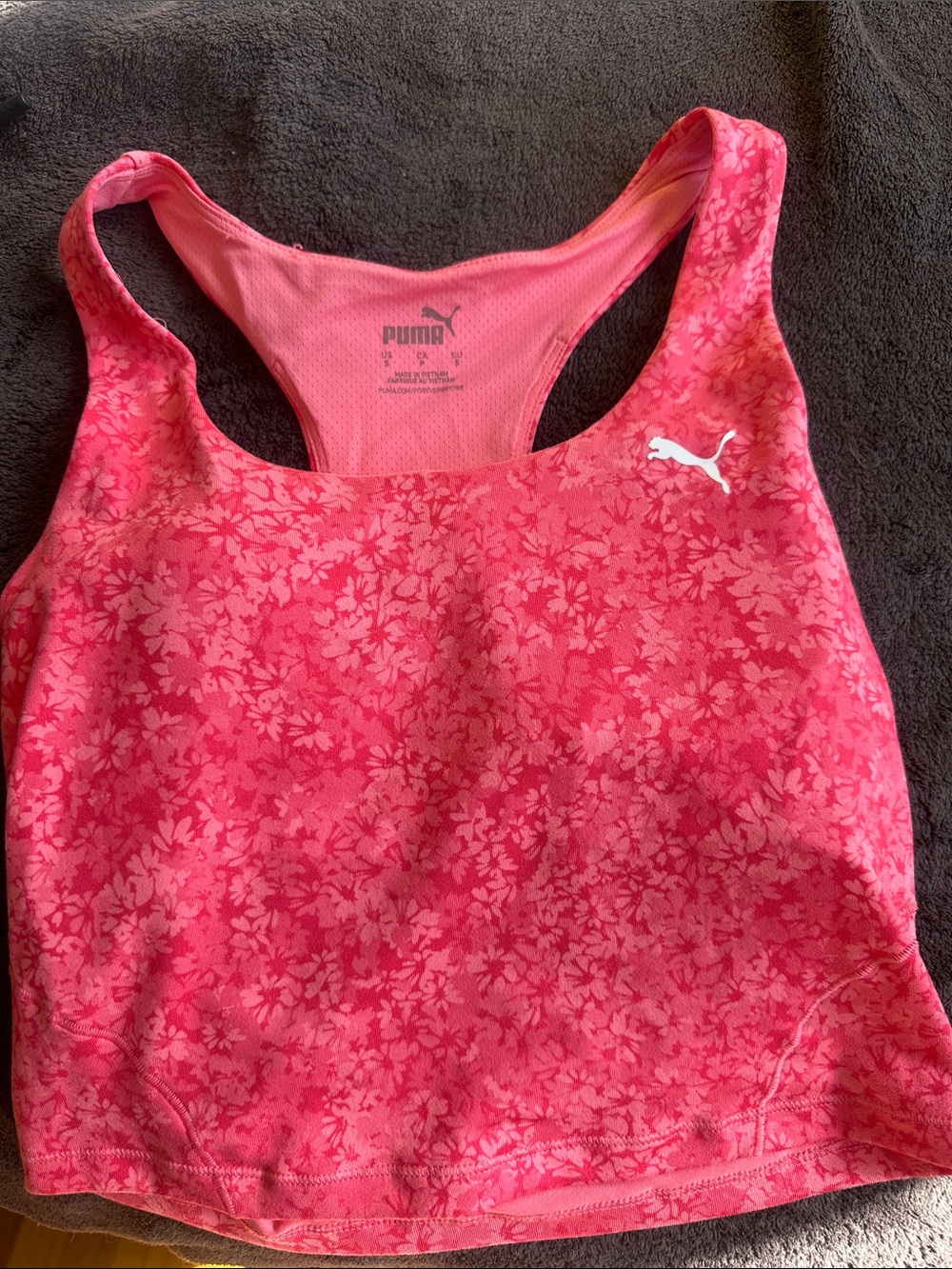 PUMA Pink Floral Racerback Tank Top